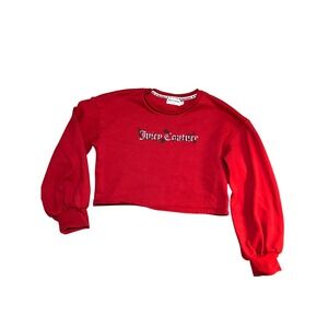 Juicy Couture Red Cropped Sweatshirt Puff Sleeve‎ M Graphic Logo Women's